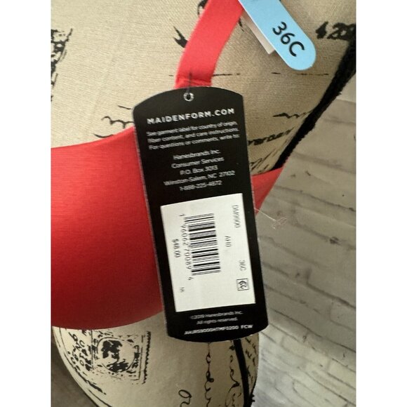 Maidenform Bra 36C Red Stone Push Up And In Plunging Neckline Lace DM9900 New - Picture 3 of 9